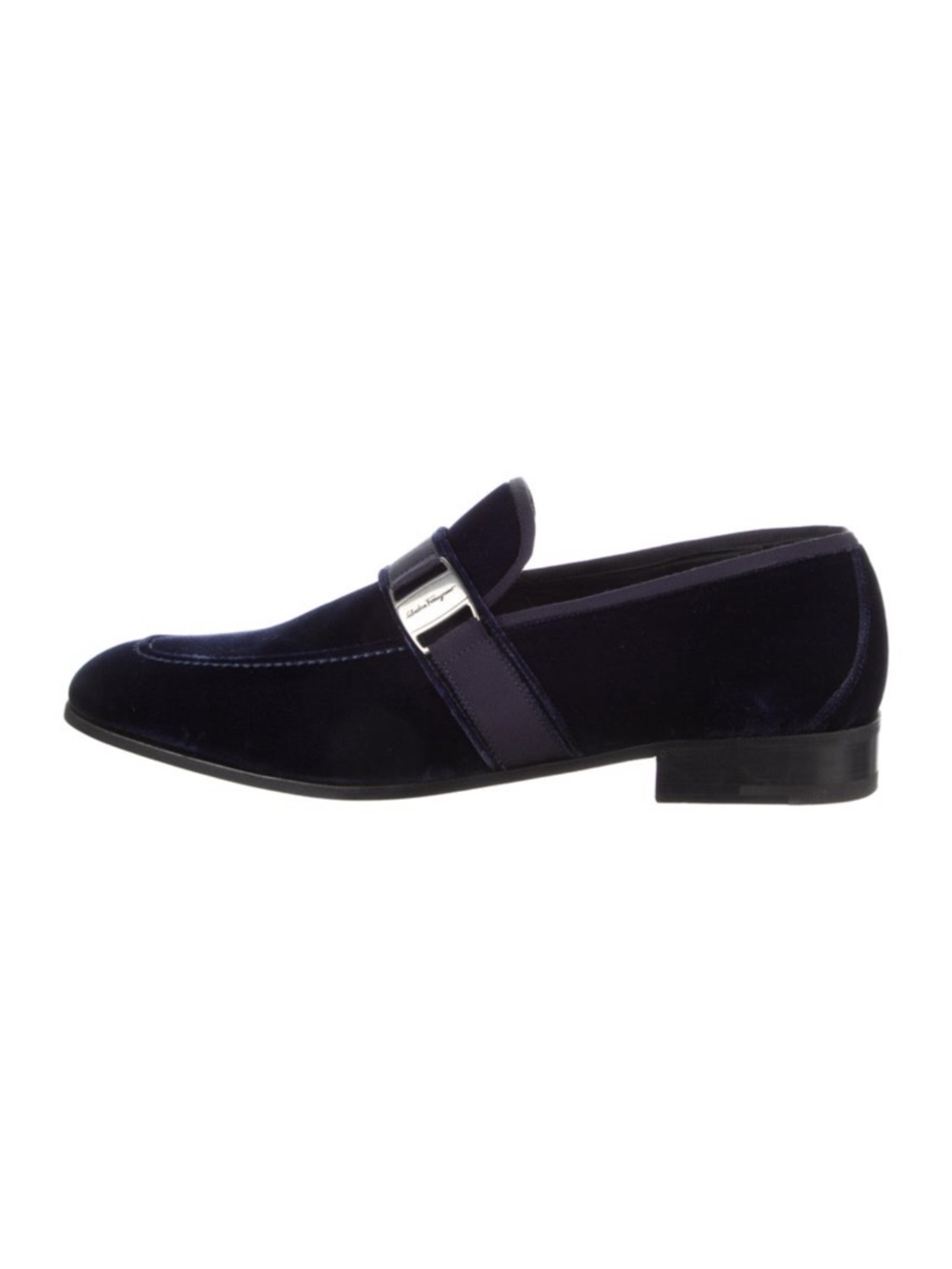 NEW Salvatore Ferragamo Men's Velvet Loafers in Navy RARE